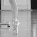 single standing on pointe bw